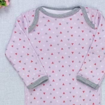 Body Bebê Rosa Manga Longa Menina Minimalista - Estampa Triângulos