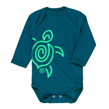 Body Bebê Uv50+ Manga Longa Com Tartaruga Verde Praia