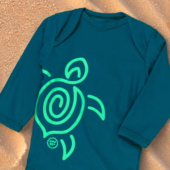 Body Bebê Uv50+ Manga Longa Com Tartaruga Verde Praia