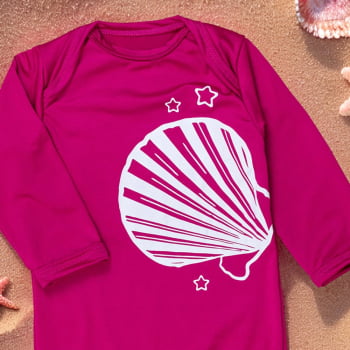 Body De Bebê Proteção Uv50+ Manga Longa Concha Pink