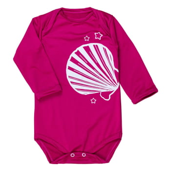 Body De Bebê Proteção Uv50+ Manga Longa Concha Pink