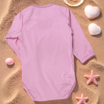 Body De Bebê Proteção Uv50+ Manga Longa Concha Rosa Claro
