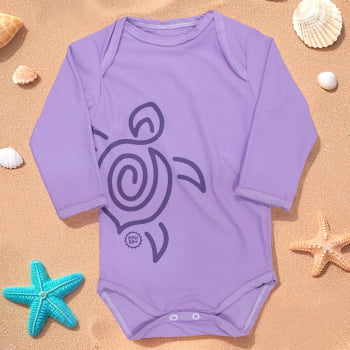 Body De Bebê Proteção Uv50+ Manga Longa Tartaruga Lilás