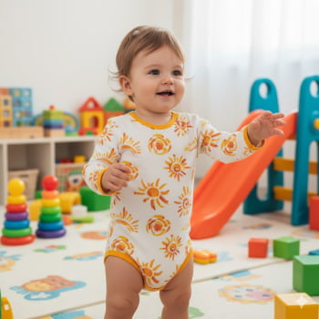 Body Estampado Sol Em Aquarela - Toque Suave E Charmoso