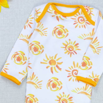 Body Estampado Sol Em Aquarela - Toque Suave E Charmoso