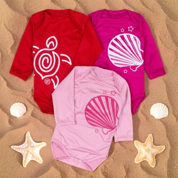 Body Manga Longa Uv50+ Para Bebê Menina