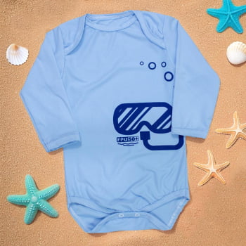 Body Para Praia E Piscina Com Proteção Uv50+ Azul Para Bebê
