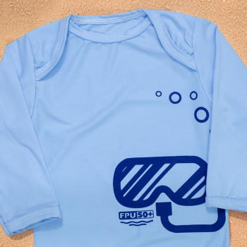Body Para Praia E Piscina Com Proteção Uv50+ Azul Para Bebê