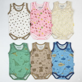 Body Regata Em Malha Fresquinha Para Bebês Até 12 Meses