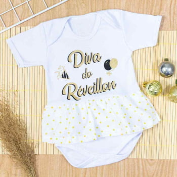 Body Saia Curto Ano Novo Diva Para Bebê Até 12 Meses