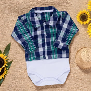 Body Xadrez Para Bebês De Até 12 Meses - Estilo Junino