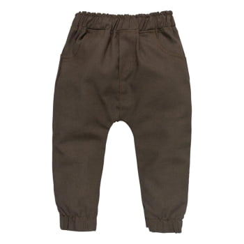 Calça Ecolinho Conforto E Estilo Para Bebês Marrom Barroco Calça infantil minimalista Marrom 9 a 12M