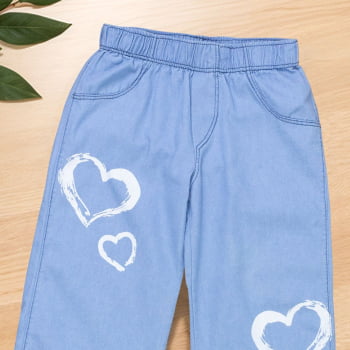 Calça Jeans Infantil Estilo Wide Leg Para Meninas