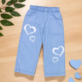 Calça Jeans Infantil Estilo Wide Leg Para Meninas
