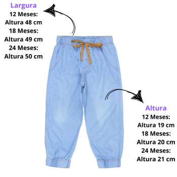 Calça Jogger Infantil Jeans Azul Claro Com Detalhe Caramelo