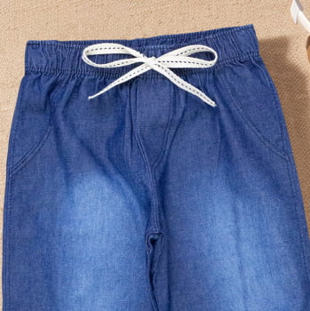 Calça Jogger Jeans Escuro Para Meninos - Cordão Tracejado