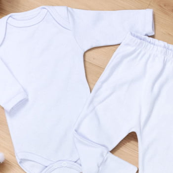 Conjunto 6 Peças - Body Manga Longa E Calça Com Pé Reversível