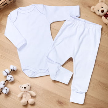 Conjunto 6 Peças - Body Manga Longa E Calça Com Pé Reversível