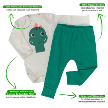 Conjunto Bebê Body E Calça Bichinhos Carinhosos Algodão