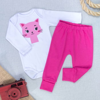 Conjunto Bebê Body E Calça Bichinhos Carinhosos Algodão
