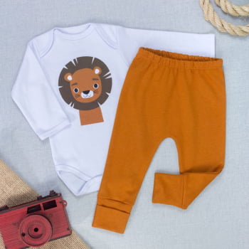 Conjunto Bebê Body E Calça Bichinhos Carinhosos Algodão