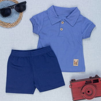 Conjunto Bebê Gola Polo Manga Curta Bermuda Verão Menino