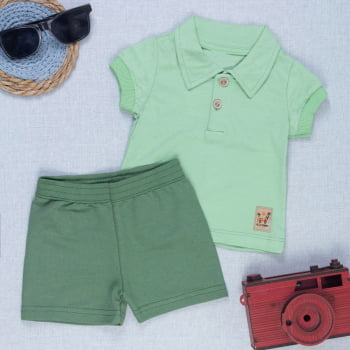 Conjunto Bebê Gola Polo Manga Curta Bermuda Verão Menino