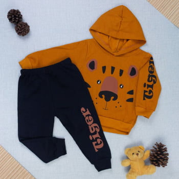 Conjunto Bebê Menino Moletom Orango Com Estampa Divertida