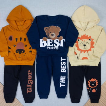 Conjunto Bebê Menino Moletom Orango Com Estampa Divertida
