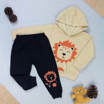 Conjunto Bebê Menino Moletom Orango Com Estampa Divertida