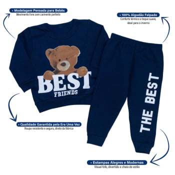 Conjunto Bebê Menino Moletom Orango Com Estampa Divertida
