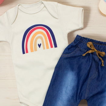 Conjunto Body Curto Com Calça Jogger Arco-íris Boho