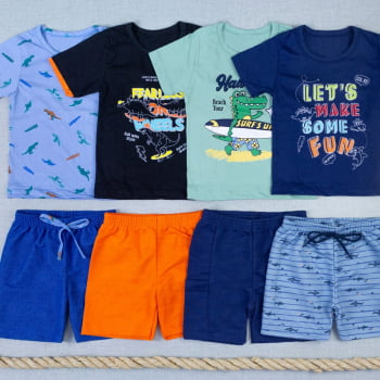 Conjunto Camiseta Estampada E Bermuda Infantil Menino