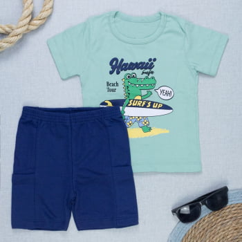 Conjunto Camiseta Estampada E Bermuda Infantil Menino
