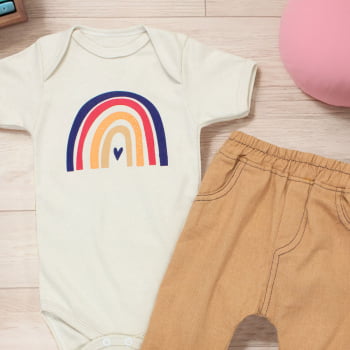Conjunto Com Calça Linho E Body Arco-íris Boho Para Bebês