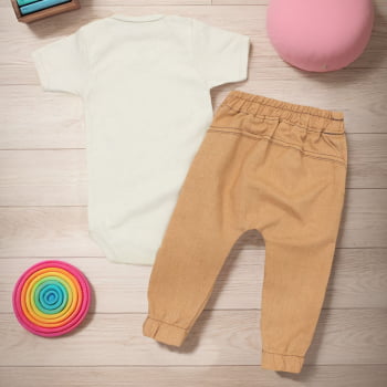 Conjunto Com Calça Linho E Body Arco-íris Boho Para Bebês