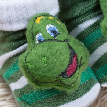 Conjunto Macacão E Pantufa Dino - Conforto Para Bebê