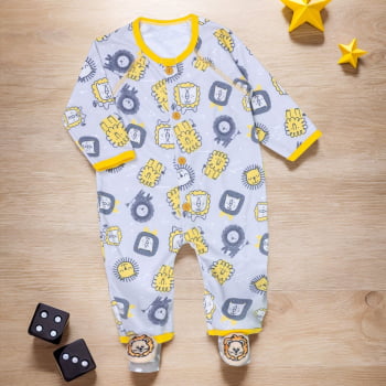 Conjunto Macacão Leão Com Pantufa 3d - Aconchego E Estilo Para Bebês