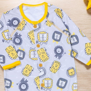 Conjunto Macacão Leão Com Pantufa 3d - Aconchego E Estilo Para Bebês