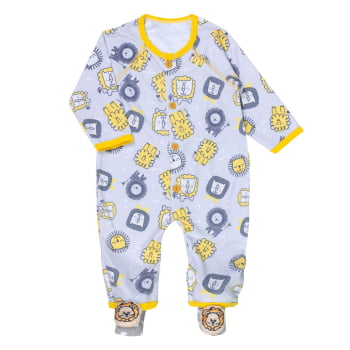 Conjunto Macacão Leão Com Pantufa 3d - Aconchego E Estilo Para Bebês