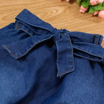 Conjunto Para Bebê Body Longo E Calça Jeans Com Faixinha Creme
