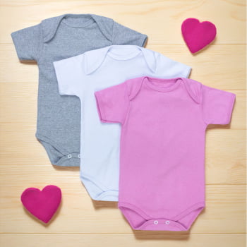 Kit Body Para Bebê Menina 3 Peças Básico Encanto Rosa