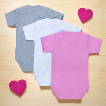 Kit Body Para Bebê Menina 3 Peças Básico Encanto Rosa