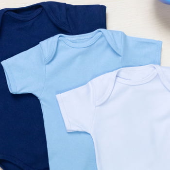 Kit Body Para Bebê Menino Manga Curta 3 Pçs Básico Colors
