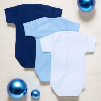 Kit Body Para Bebê Menino Manga Curta 3 Pçs Básico Colors