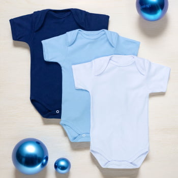 Kit Body Para Bebê Menino Manga Curta 3 Pçs Básico Colors