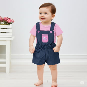 Kit Jardineira E Body Bebê Menina Estilo E Conforto