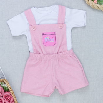 Kit Jardineira E Body Bebê Menina Estilo E Conforto