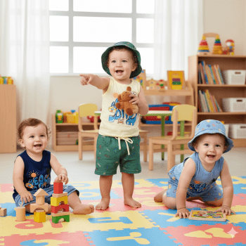 Kit Verão Bebê Regata Estampada, Bermuda E Chapéu Bucket