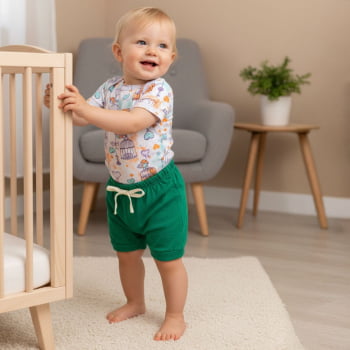 Look Bebê Menina Body Curto E Shorts 100% Algodão
